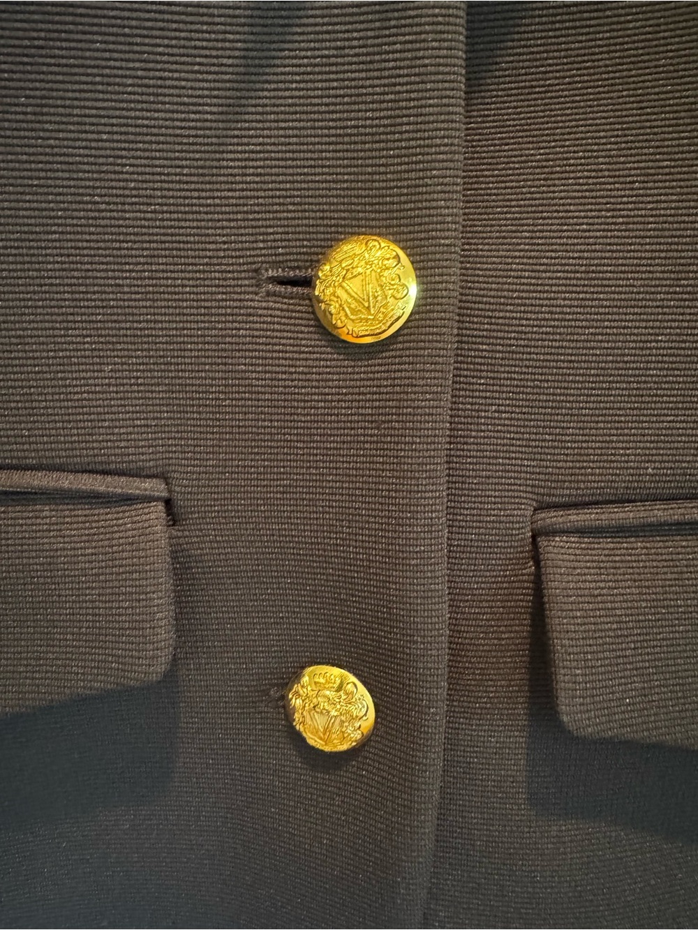 Veronica Beard Kensington Knit Jacket Black Collarless Blazer with Gold Buttons - Picture 4 of 6